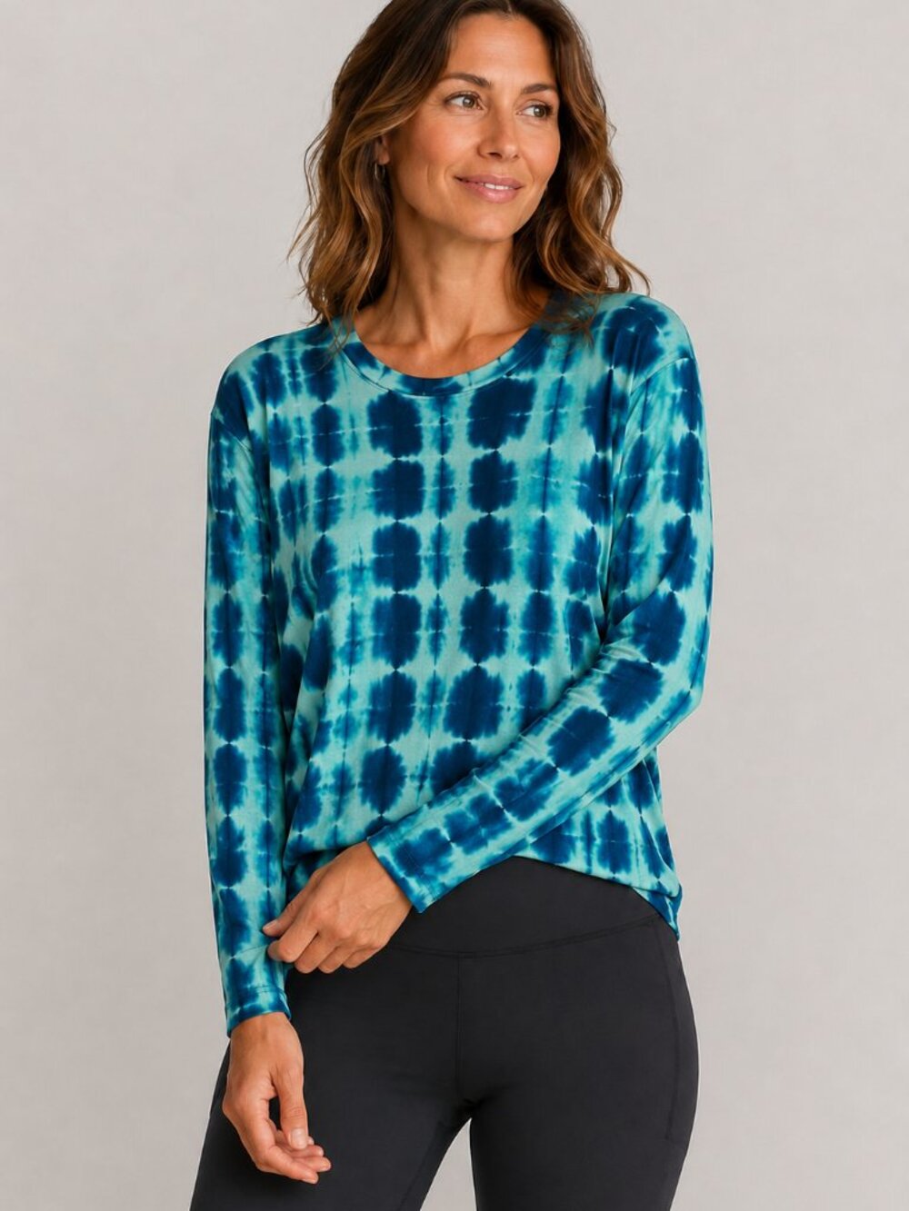 Proenza Schouler Black Label Tie-Dye Crew Neck Long Sleeve Top, Size L